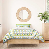 Senegal Christmas Bedding Set with White-Green-Yellow Design, Golden Lion, and Festive Stars Motif - Wonder Print Shop