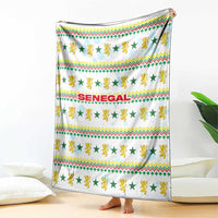 Senegal Christmas Blanket with White-Green-Yellow Design, Golden Lion, and Festive Stars Motif - Wonder Print Shop
