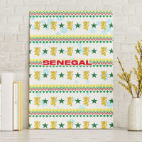 Senegal Christmas Canvas Wall Art with White-Green-Yellow Design, Golden Lion, and Festive Stars Motif - Wonder Print Shop