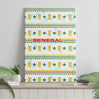 Senegal Christmas Canvas Wall Art with White-Green-Yellow Design, Golden Lion, and Festive Stars Motif - Wonder Print Shop