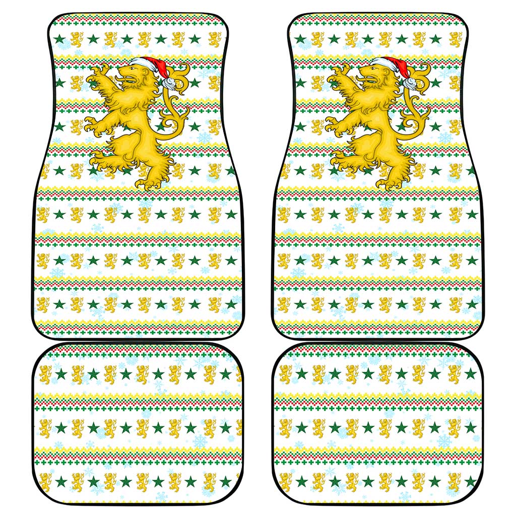 Senegal Christmas Car Mats with White-Green-Yellow Design, Golden Lion, and Festive Stars Motif - Wonder Print Shop