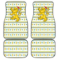 Senegal Christmas Car Mats with White-Green-Yellow Design, Golden Lion, and Festive Stars Motif - Wonder Print Shop