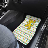 Senegal Christmas Car Mats with White-Green-Yellow Design, Golden Lion, and Festive Stars Motif - Wonder Print Shop