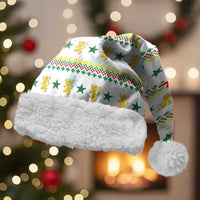 Senegal Christmas Santa Hat with White-Green-Yellow Design, Golden Lion, and Festive Stars Motif - Wonder Print Shop