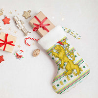 Senegal Christmas Stocking with White-Green-Yellow Design, Golden Lion, and Festive Stars Motif - Wonder Print Shop