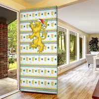 Senegal Christmas Door Cover with White-Green-Yellow Design, Golden Lion, and Festive Stars Motif - Wonder Print Shop