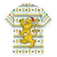 Senegal Christmas Family Matching Mermaid Dress and Hawaiian Shirt with White-Green-Yellow Design, Golden Lion, and Festive Stars Motif - Wonder Print Shop