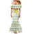 Senegal Christmas Family Matching Mermaid Dress and Hawaiian Shirt with White-Green-Yellow Design, Golden Lion, and Festive Stars Motif - Wonder Print Shop