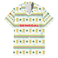Senegal Christmas Family Matching Off Shoulder Maxi Dress and Hawaiian Shirt with White-Green-Yellow Design, Golden Lion, and Festive Stars Motif - Wonder Print Shop
