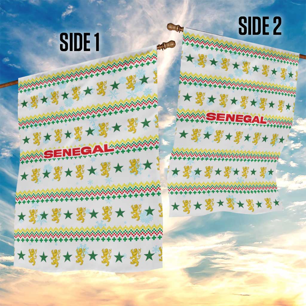 Senegal Christmas Garden Flag with White-Green-Yellow Design, Golden Lion, and Festive Stars Motif - Wonder Print Shop