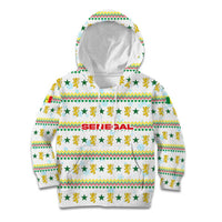 Senegal Christmas Kid Hoodie with White-Green-Yellow Design, Golden Lion, and Festive Stars Motif - Wonder Print Shop