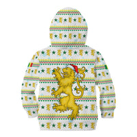 Senegal Christmas Kid Hoodie with White-Green-Yellow Design, Golden Lion, and Festive Stars Motif - Wonder Print Shop