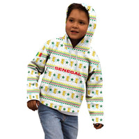 Senegal Christmas Kid Hoodie with White-Green-Yellow Design, Golden Lion, and Festive Stars Motif - Wonder Print Shop