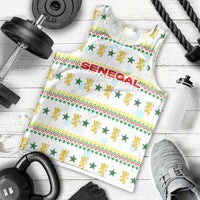Senegal Christmas Men Tank Top with White-Green-Yellow Design, Golden Lion, and Festive Stars Motif - Wonder Print Shop