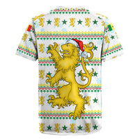 Senegal Christmas Rugby Jersey with White-Green-Yellow Design, Golden Lion, and Festive Stars Motif - Wonder Print Shop