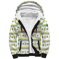 Senegal Christmas Sherpa Hoodie with White-Green-Yellow Design, Golden Lion, and Festive Stars Motif - Wonder Print Shop
