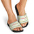 Senegal Christmas Slide Sandals with White-Green-Yellow Design, Golden Lion, and Festive Stars Motif - Wonder Print Shop