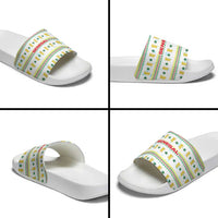 Senegal Christmas Slide Sandals with White-Green-Yellow Design, Golden Lion, and Festive Stars Motif - Wonder Print Shop