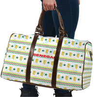 Senegal Christmas Travel Bag with White-Green-Yellow Design, Golden Lion, and Festive Stars Motif - Wonder Print Shop
