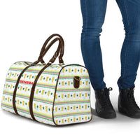 Senegal Christmas Travel Bag with White-Green-Yellow Design, Golden Lion, and Festive Stars Motif - Wonder Print Shop