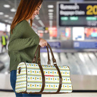 Senegal Christmas Travel Bag with White-Green-Yellow Design, Golden Lion, and Festive Stars Motif - Wonder Print Shop