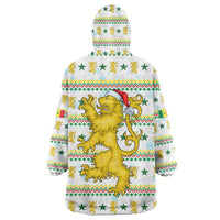 Senegal Christmas Wearable Blanket Hoodie with White-Green-Yellow Design, Golden Lion, and Festive Stars Motif - Wonder Print Shop