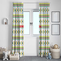 Senegal Christmas Window Curtain with White-Green-Yellow Design, Golden Lion, and Festive Stars Motif - Wonder Print Shop