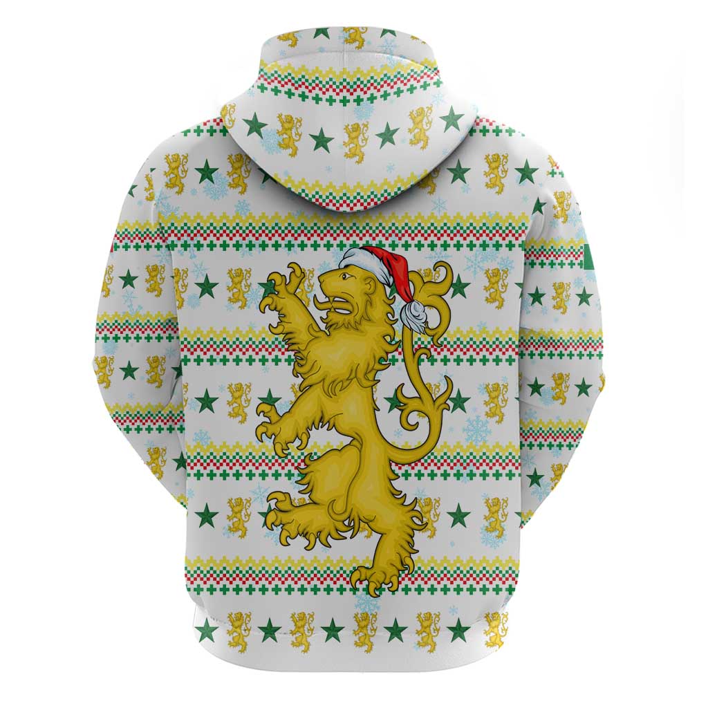 Senegal Christmas Zip Hoodie with White-Green-Yellow Design, Golden Lion, and Festive Stars Motif - Wonder Print Shop