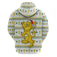 Senegal Christmas Zip Hoodie with White-Green-Yellow Design, Golden Lion, and Festive Stars Motif - Wonder Print Shop
