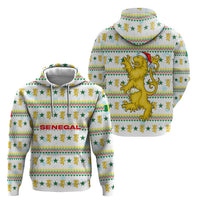 Senegal Christmas Zip Hoodie with White-Green-Yellow Design, Golden Lion, and Festive Stars Motif - Wonder Print Shop