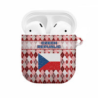 Czech Republic Christmas AirPods Case with Red-White Checkered Design, Double-Tailed Lion, and Festive Motif - Wonder Print Shop