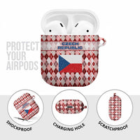 Czech Republic Christmas AirPods Case with Red-White Checkered Design, Double-Tailed Lion, and Festive Motif - Wonder Print Shop