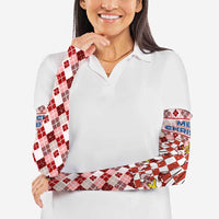 Czech Republic Christmas Arm Sleeves with Red-White Checkered Design, Double-Tailed Lion, and Festive Motif - Wonder Print Shop