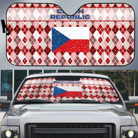 Czech Republic Christmas Auto Sun Shade with Red-White Checkered Design, Double-Tailed Lion, and Festive Motif - Wonder Print Shop
