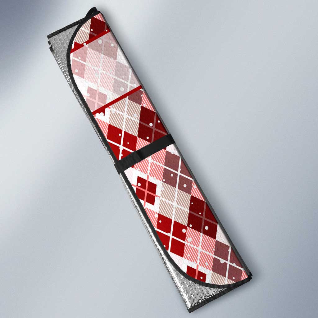 Czech Republic Christmas Auto Sun Shade with Red-White Checkered Design, Double-Tailed Lion, and Festive Motif - Wonder Print Shop