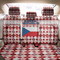 Czech Republic Christmas Back Car Seat Cover with Red-White Checkered Design, Double-Tailed Lion, and Festive Motif - Wonder Print Shop