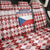 Czech Republic Christmas Back Car Seat Cover with Red-White Checkered Design, Double-Tailed Lion, and Festive Motif - Wonder Print Shop