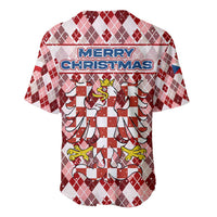 Czech Republic Christmas Baseball Jersey with Red-White Checkered Design, Double-Tailed Lion, and Festive Motif - Wonder Print Shop