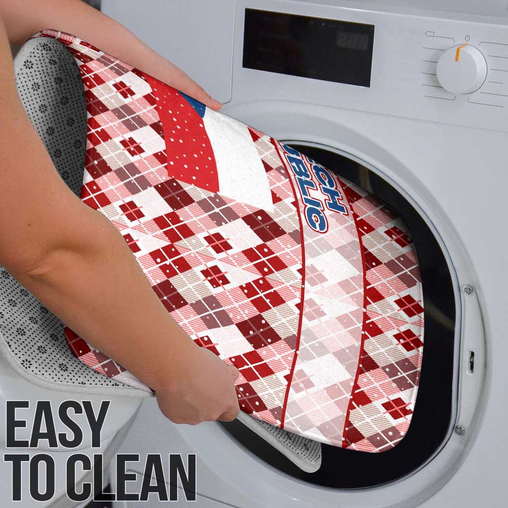 Czech Republic Christmas Bathroom Set with Red-White Checkered Design, Double-Tailed Lion, and Festive Motif - Wonder Print Shop