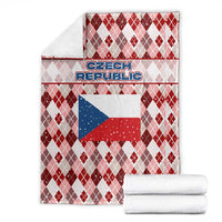 Czech Republic Christmas Blanket with Red-White Checkered Design, Double-Tailed Lion, and Festive Motif - Wonder Print Shop