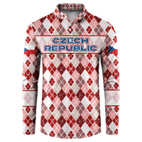 Czech Republic Christmas Button Sweatshirt with Red-White Checkered Design, Double-Tailed Lion, and Festive Motif - Wonder Print Shop