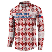 Czech Republic Christmas Button Sweatshirt with Red-White Checkered Design, Double-Tailed Lion, and Festive Motif - Wonder Print Shop