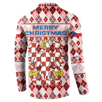 Czech Republic Christmas Button Sweatshirt with Red-White Checkered Design, Double-Tailed Lion, and Festive Motif - Wonder Print Shop
