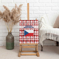 Czech Republic Christmas Canvas Wall Art with Red-White Checkered Design, Double-Tailed Lion, and Festive Motif - Wonder Print Shop