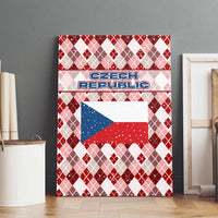 Czech Republic Christmas Canvas Wall Art with Red-White Checkered Design, Double-Tailed Lion, and Festive Motif - Wonder Print Shop