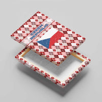 Czech Republic Christmas Canvas Wall Art with Red-White Checkered Design, Double-Tailed Lion, and Festive Motif - Wonder Print Shop