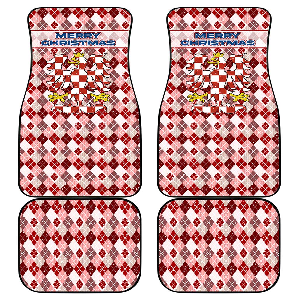 Czech Republic Christmas Car Mats with Red-White Checkered Design, Double-Tailed Lion, and Festive Motif - Wonder Print Shop