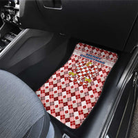 Czech Republic Christmas Car Mats with Red-White Checkered Design, Double-Tailed Lion, and Festive Motif - Wonder Print Shop