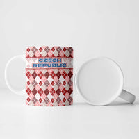 Czech Republic Christmas Ceramic Mug with Red-White Checkered Design, Double-Tailed Lion, and Festive Motif - Wonder Print Shop