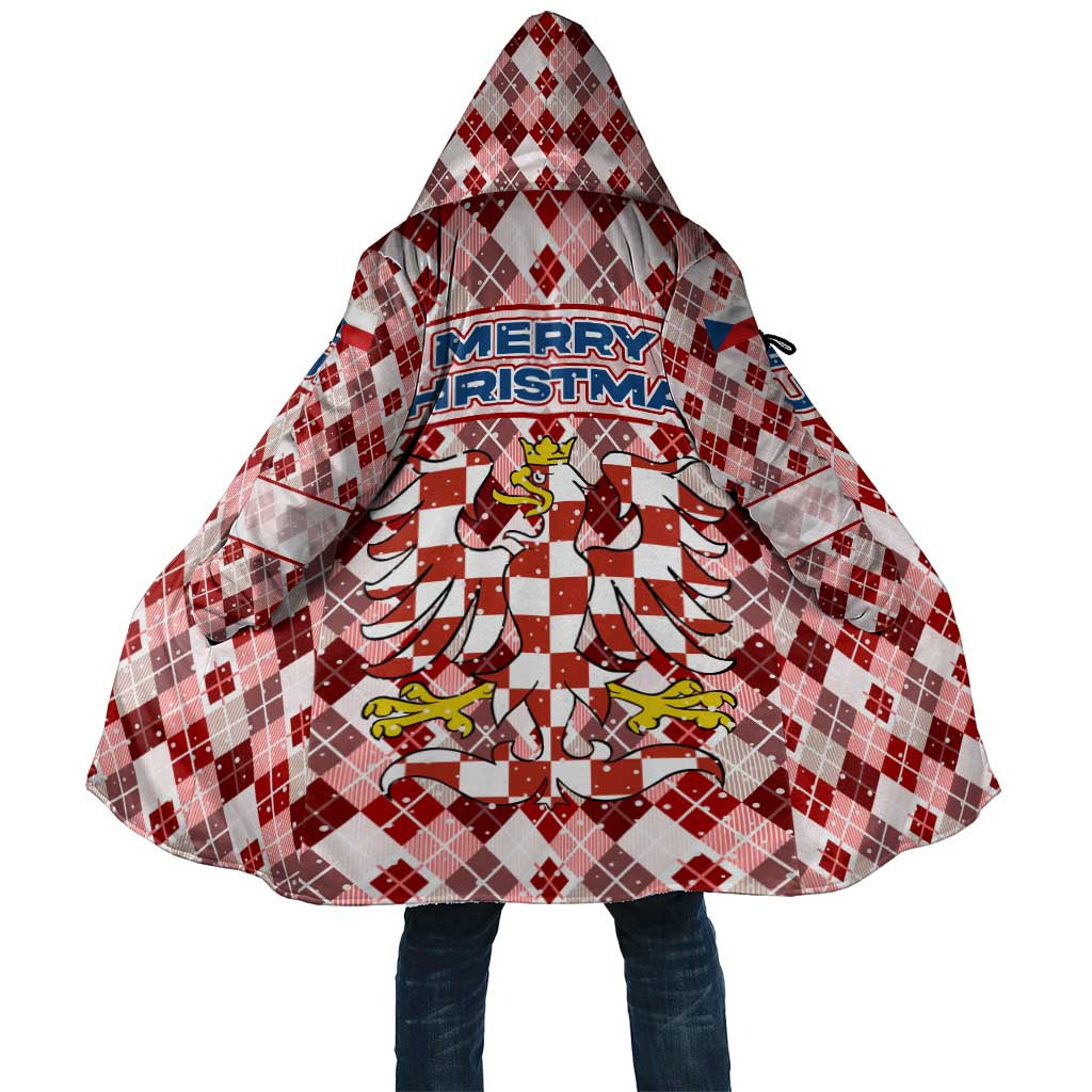 Czech Republic Christmas Cloak with Red-White Checkered Design, Double-Tailed Lion, and Festive Motif - Wonder Print Shop